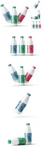 Plastic Milk Bottle Label Mockup Set