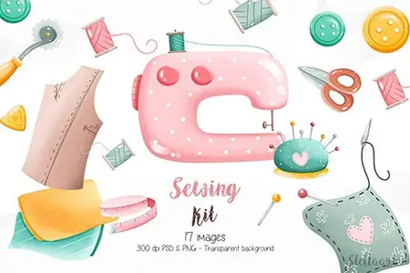 Sewing Kit Cartoon Clipart HUWA4AP