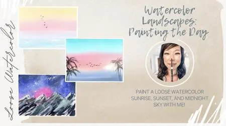 Watercolor Landscapes Painting The Day (Sunrise, Sunset, And Midnight)