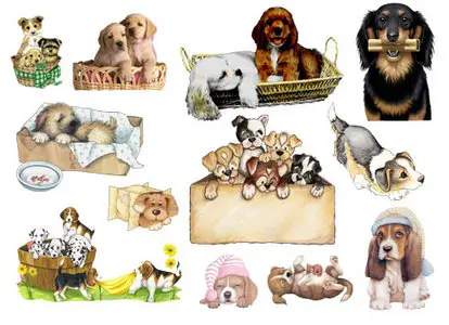 Little Puppies - Clipart for Photoshop