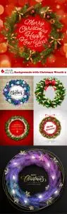 Vectors - Backgrounds with Christmas Wreath 9