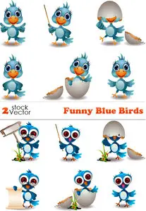 Vectors - Funny Blue Birds