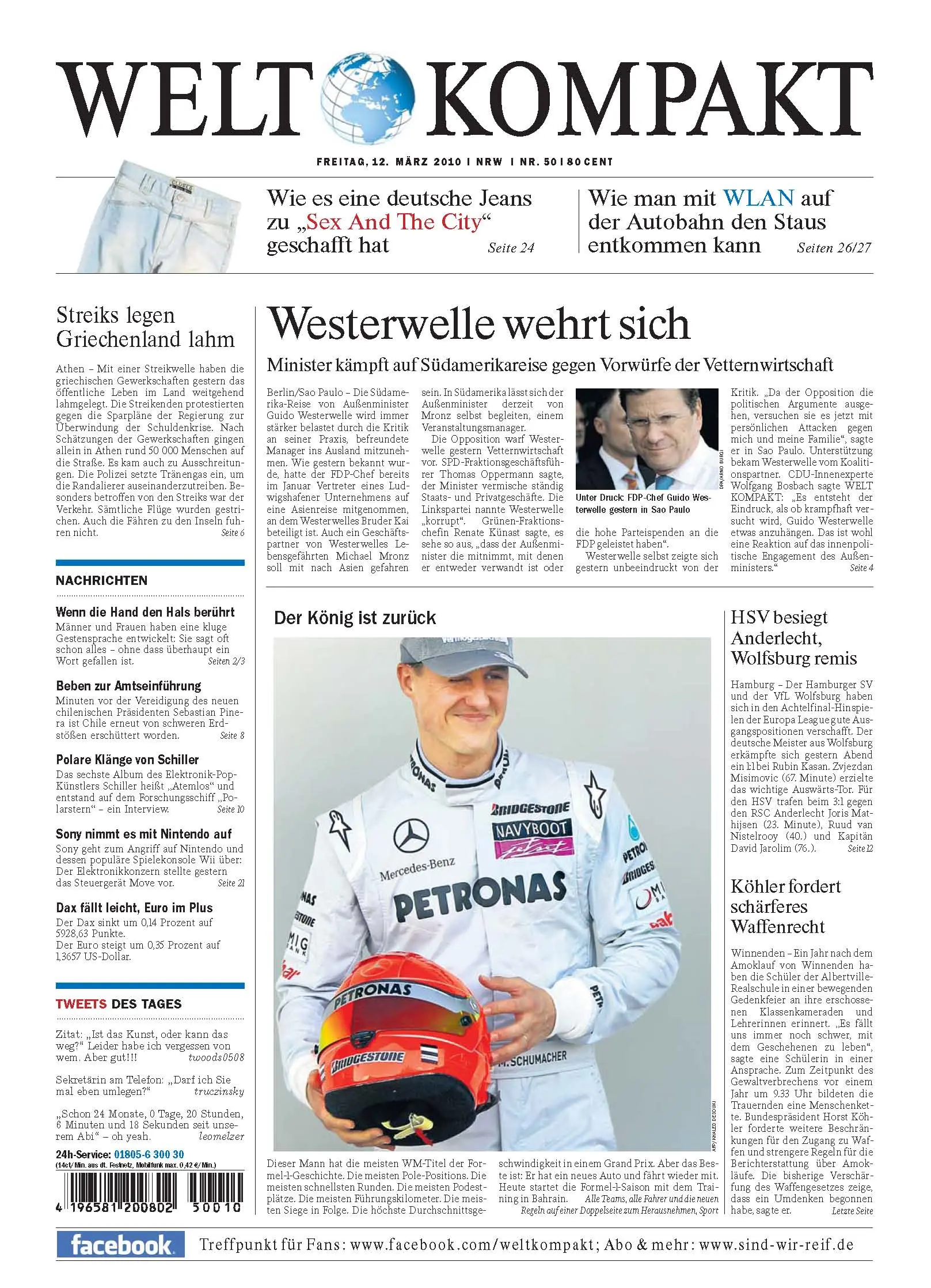 Die Welt kompakt vom 12. Maerz 2010