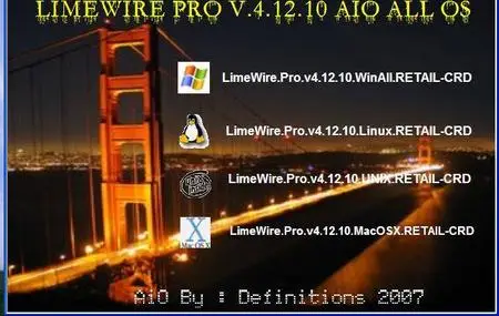 LimeWire Pro ver. 4.12.10 AIO All OS