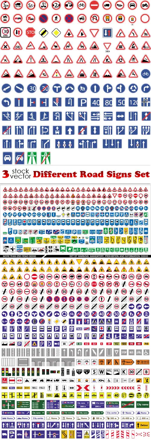 Vectors - Different Road Signs Set / AvaxHome