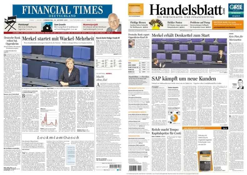 Handelsblatt & FinancialTimesDeutschland vom 29.10.2009