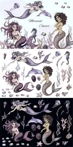 Watercolor Mermaid Underwater Clipart 18646212