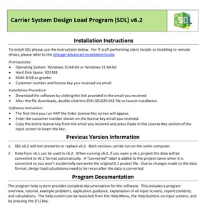 Carrier SDL (System Design Loads) 6.2