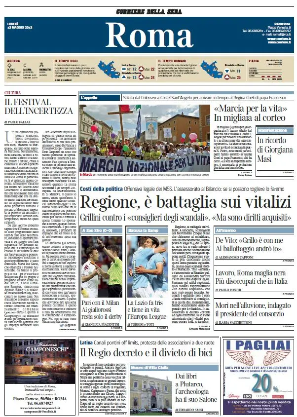 Il Corriere della Sera Ed. ROMA (13-05-13)