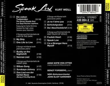 Anne Sofie von Otter, John Eliot Gardiner, NDR-Sinfonieorchester - Speak Low: Songs by Kurt Weill (1994)
