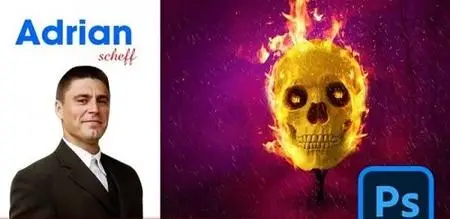 How to create a burning skull Photoshop composite