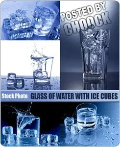 Stock Photo: Glass of water with ice cubes