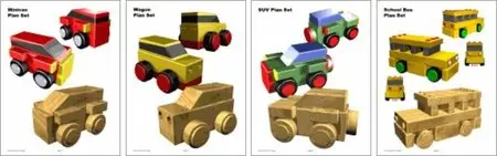 Wood Toy Cars and Trucks - Quick Build Plan Sets for Table Saws