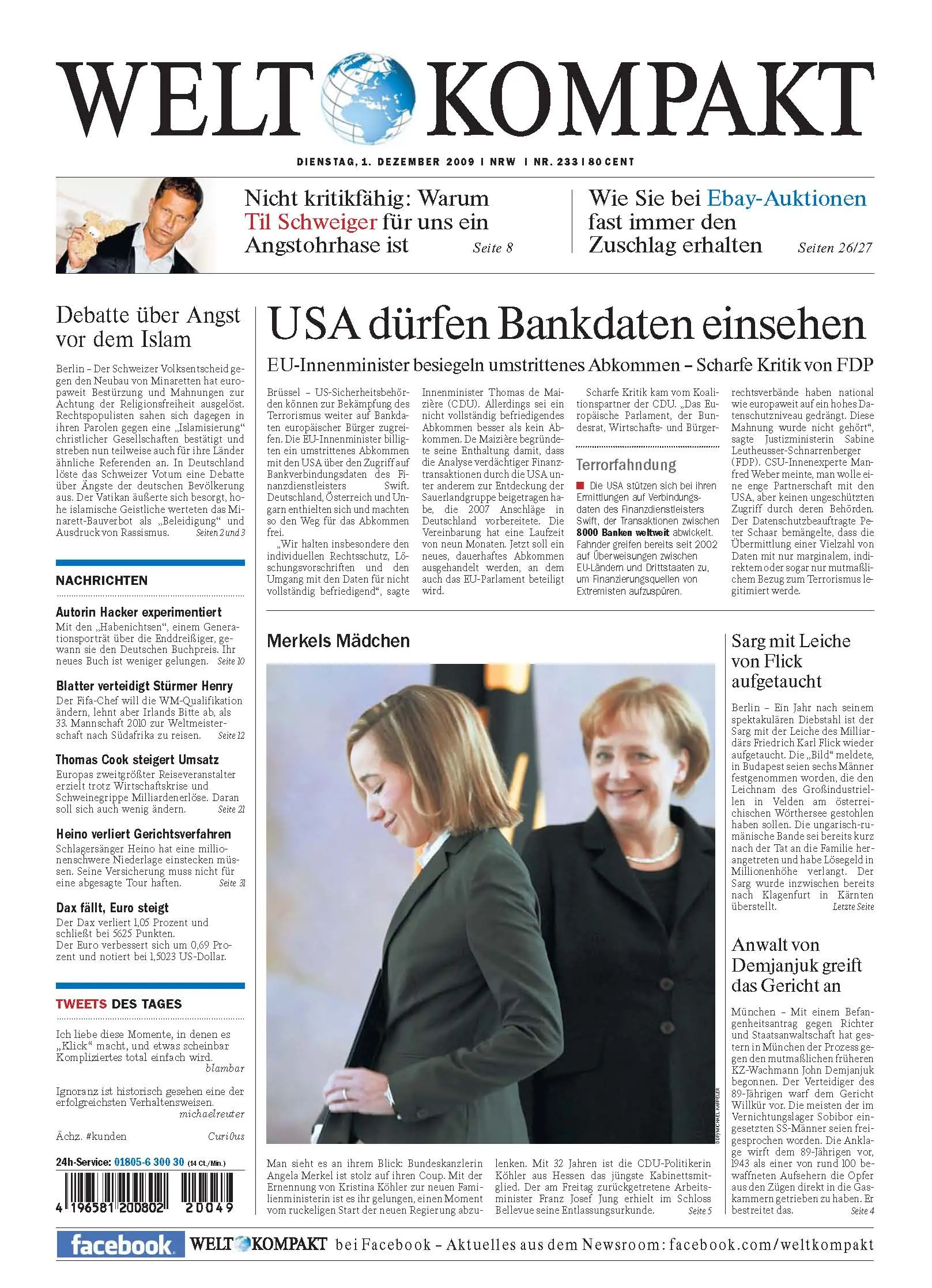 Die Welt kompakt vom 1. Dezember 2009