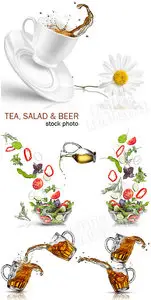Salad & beer & tea