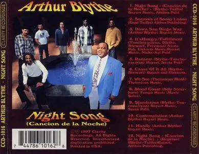 Arthur Blythe - Night Song (1997) {Clarity Recordings CCD-1016}