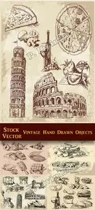 Stock Vector - Vintage Hand Drawn Objects