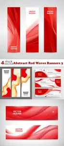 Vectors - Abstract Red Waves Banners 3