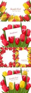 Color Tulips Cards Vector