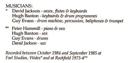 Van Der Graaf Generator/Jackson/Banton/Evans - Now And Then - 1988 