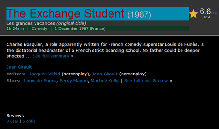 Les grandes vacances / The Exchange Student (1967)
