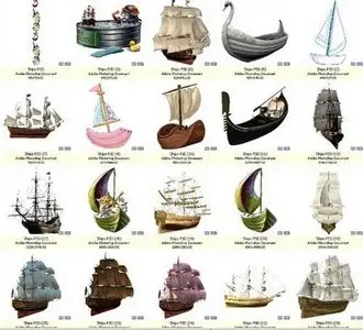 Old Ships, Sailboats In PSD