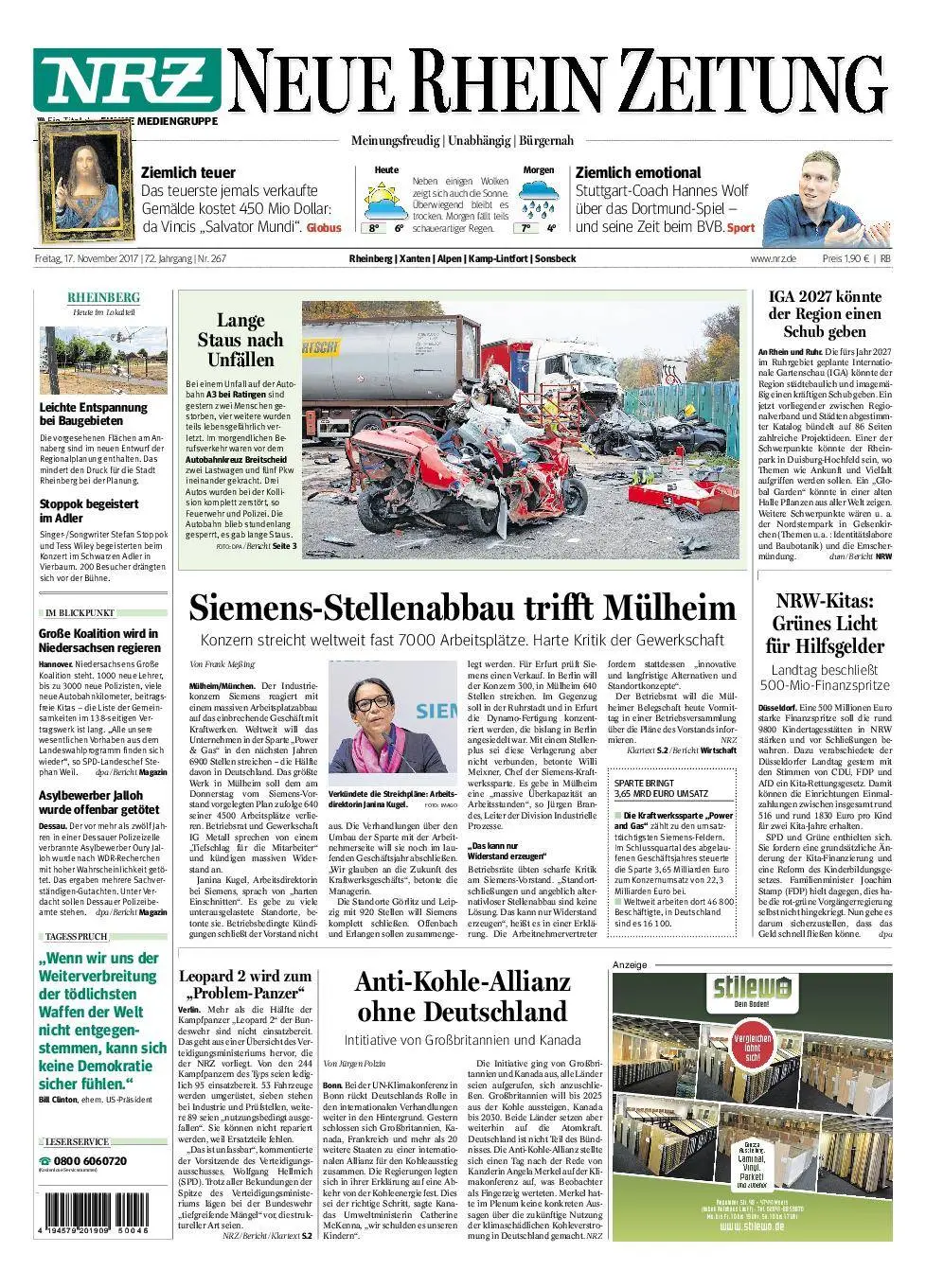 NRZ Neue Rhein Zeitung Rheinberg - 17. November 2017