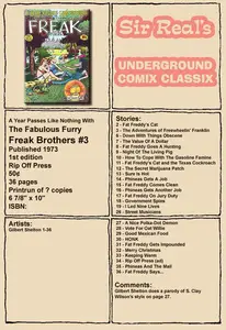 Fabulous Furry Freak Brothers 003 1973 1st Edition Rip Off Press Sir Real