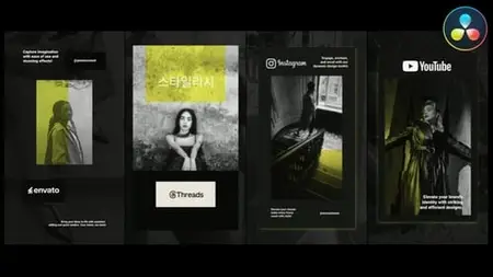 Stylish Social Media Vertical Slides for DaVinci Resolve BSJPUM7