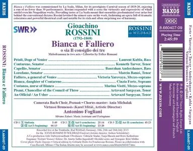 Antonino Fogliani, Virtuosi Brunensis - Gioacchino Rossini: Bianca e Falliero (2017)