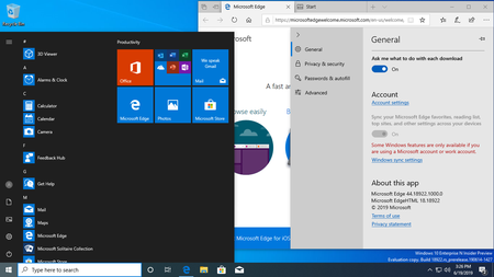 Windows 10 InsiderPreview (20H1) Build 18922.1000
