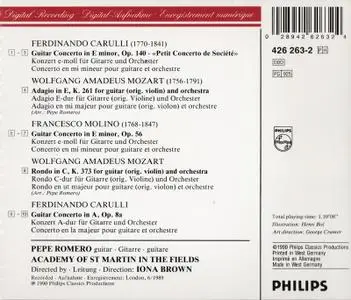 Pepe Romero - Carulli, Molino: Guitar Concertos, Mozart: Adagio KV 261, Rondo KV 373 (1990)