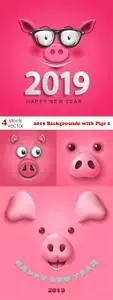 Vectors - 2019 Backgrounds with Pigs 2