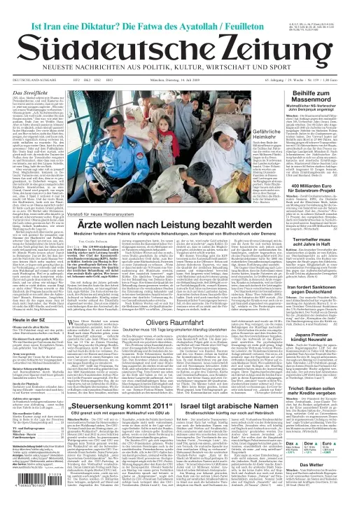 Sueddeutsche Zeitung vom 14.07.2009