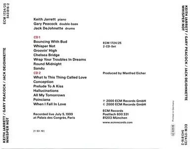 Keith Jarrett / Gary Peacock / Jack DeJohnette - Whisper Not (2000) {ECM 1724/25} [Re-Up]