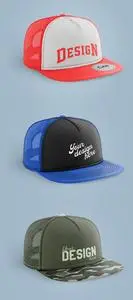 Snapback Truck Hat with Sticker Mockup 609083723