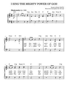 I Sing the Mighty Power of God - Isaac Watts (Easy Piano)