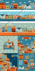 Town flat design elements vector