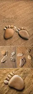Stock Photo - Feet Traces on Sand
