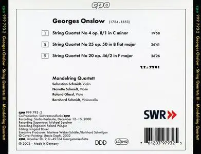 Mandelring Quartett - George Onslow: String Quartets Vol.3 (2002)