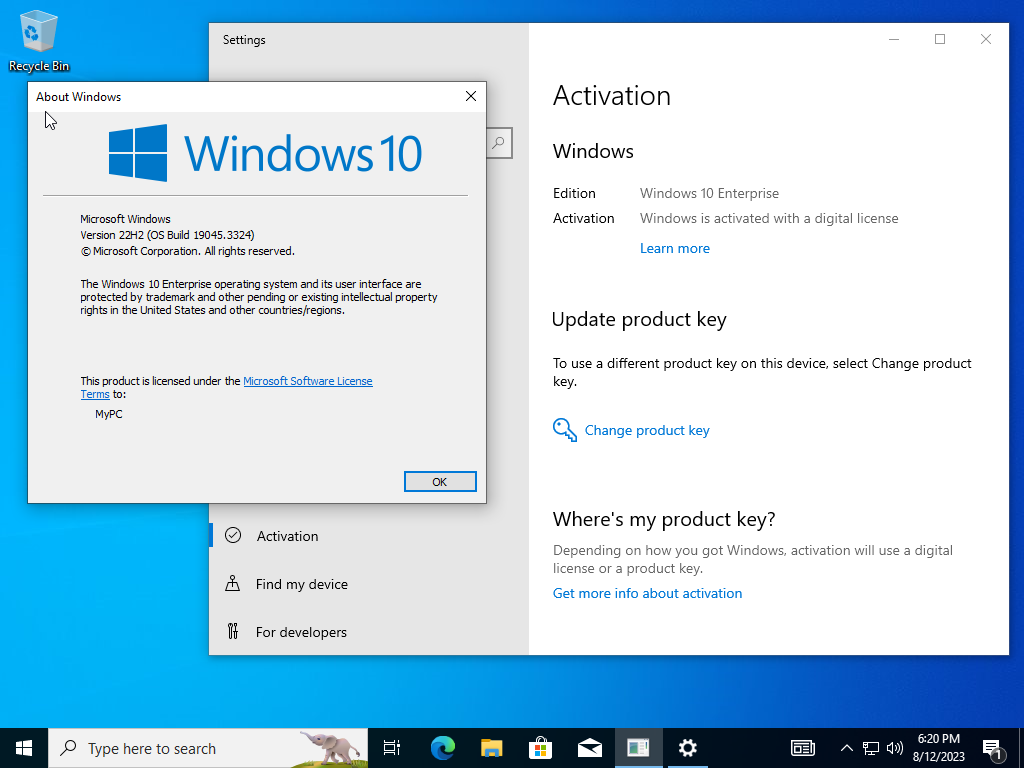 Windows 10 Enterprise 22H2 build 19045.3324 Preactivated (x64) Multilingual August 2023