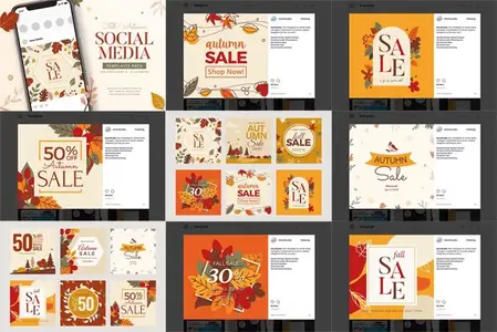 Fall Autumn Social Media [Ai PSD] Templates