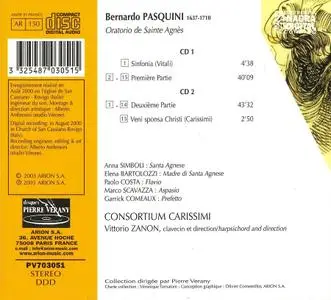 Vittorio Zanon, Consortium Carissimi - Bernardo Pasquini: Santa Agnese (2003)