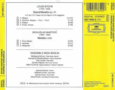 Ensemble Wien-Berlin - Louis Spohr, Bohuslav Martinů: Nonette / Nonets (1989)