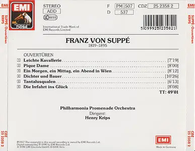 Franz von Suppé - Philharmonia Promenade Orchestra / Henry Krips - Ouvertüren (1957, CD reissue 1990)