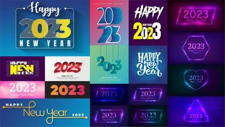 Happy New Year 2023 - 16 Creative Vector Design Templates