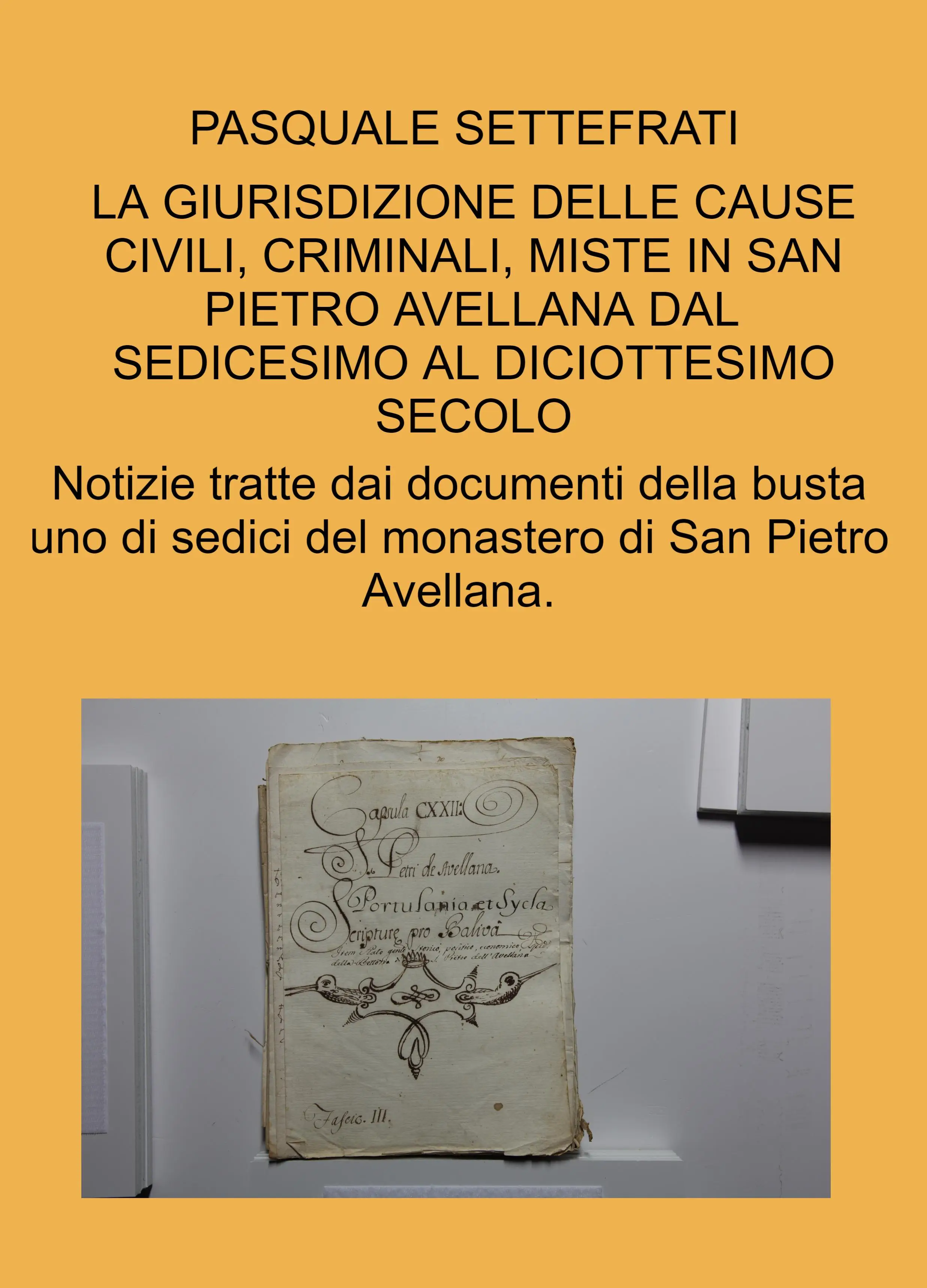 LA GIURISDIZIONE DELLE CAUSE CIVILI, CRIMINALI, MISTE IN SAN PIETRO AVELLANA DAL SEDICESIMO AL DICIOTTESIMO SECOLO