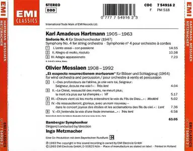 Ingo Metzmacher, Bamberger Symphoniker - Hartmann: Symphonie Nr. 4; Messiaen: Et expecto resurrectionem mortuorum (1993)