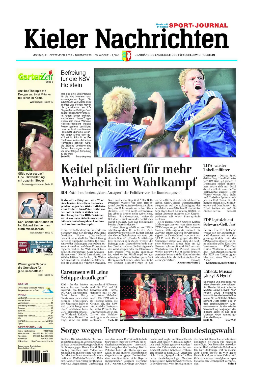 Kieler Nachrichten vom 21. September 2009