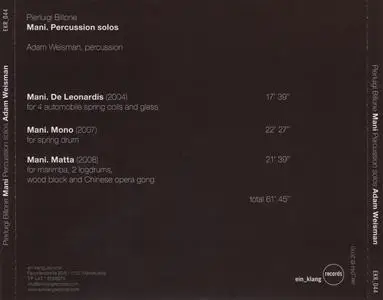 Pierluigi Billone - Mani. Percussion solos - Adam Weisman (2010) {ein klang records EKR044}